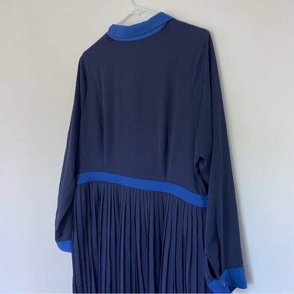 ModCloth Just My Typist Dress Women’s Sz 20 Pleated, Button Front Navy Blue - Picture 9 of 13